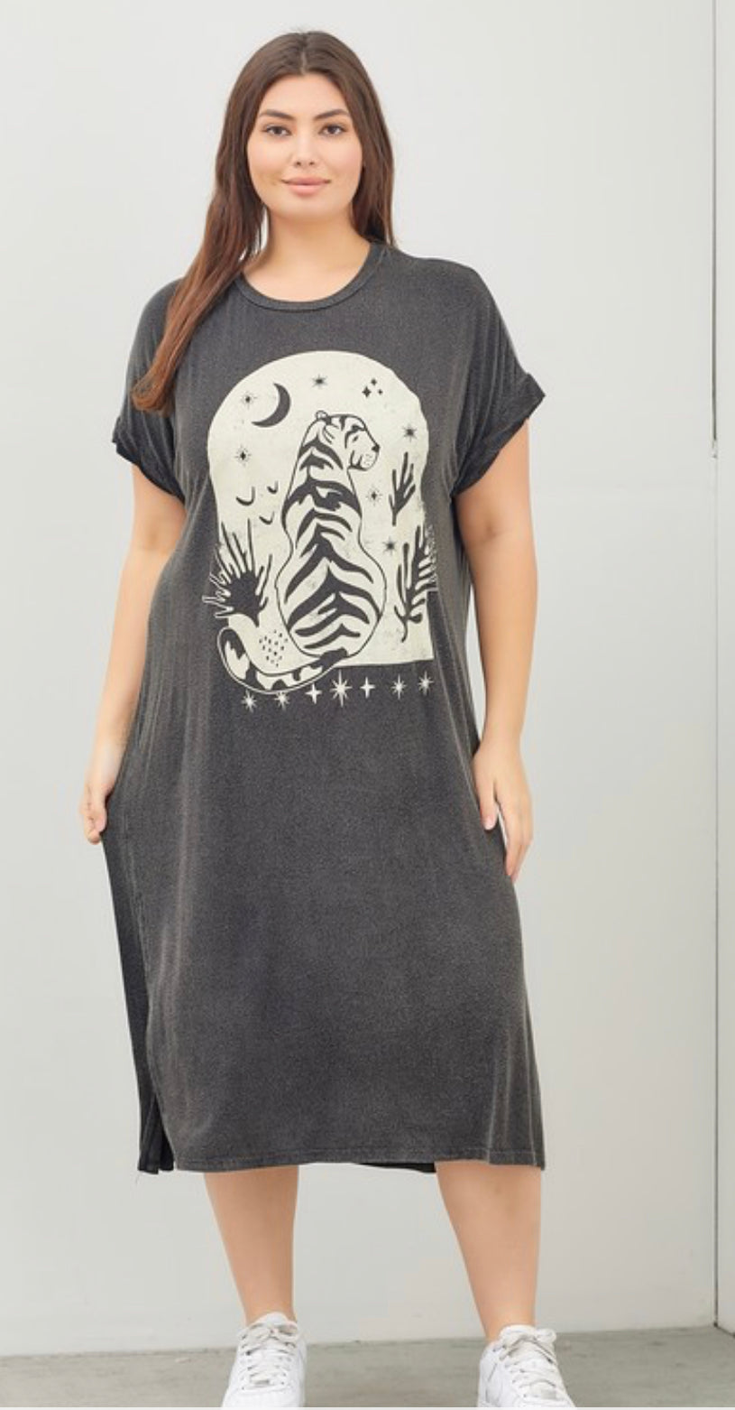 tiger t shirt dress Tiger Mineral Wash Black T-shirt Dress Pretty Little Patriot